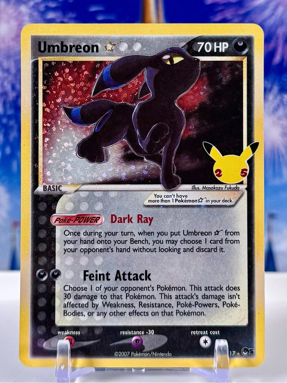 Pokémon TCG Umbreon Gold Star 17/17 Celebrations: Classic Collection Holo Rare